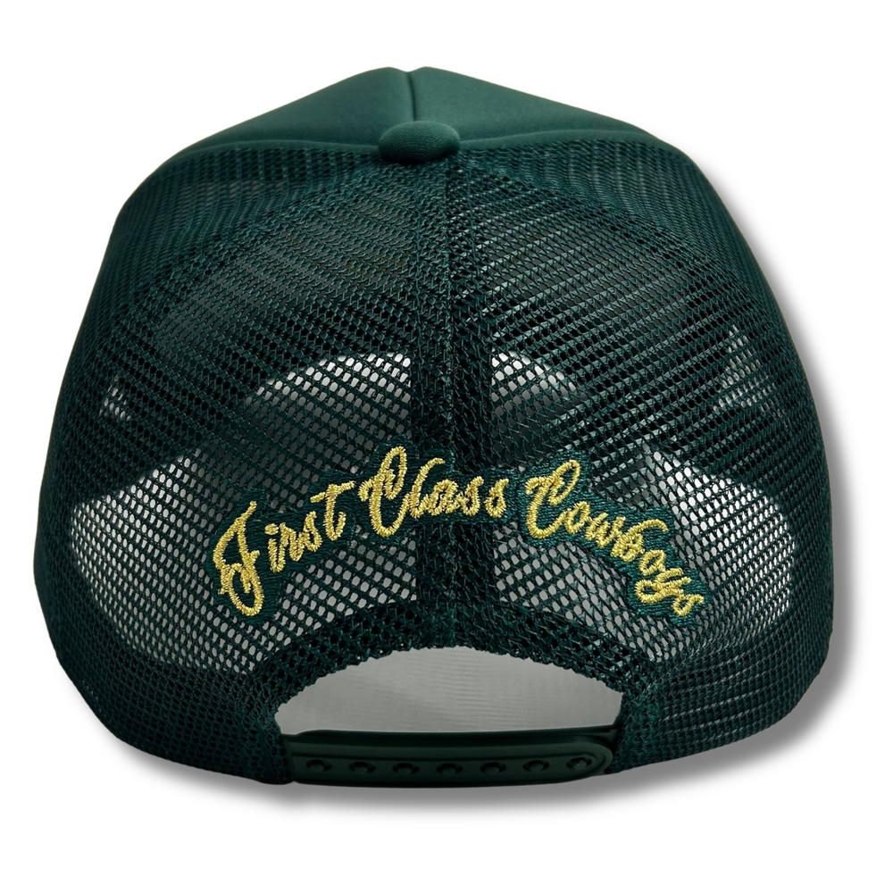 Beverly Hills Rodeo™️ Trucker Hat Green/Gold – First Class Cowboys